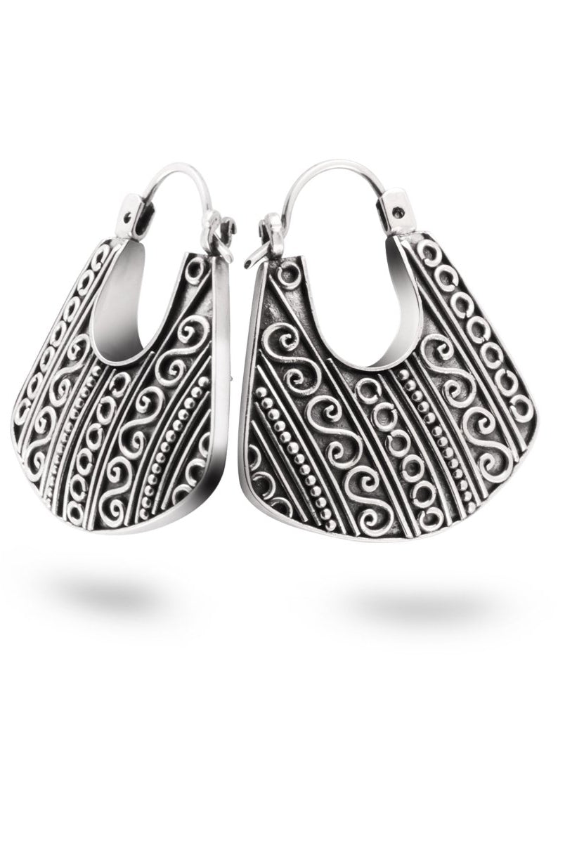 Anting Hoop Batik Silver - Love Anchor Bali