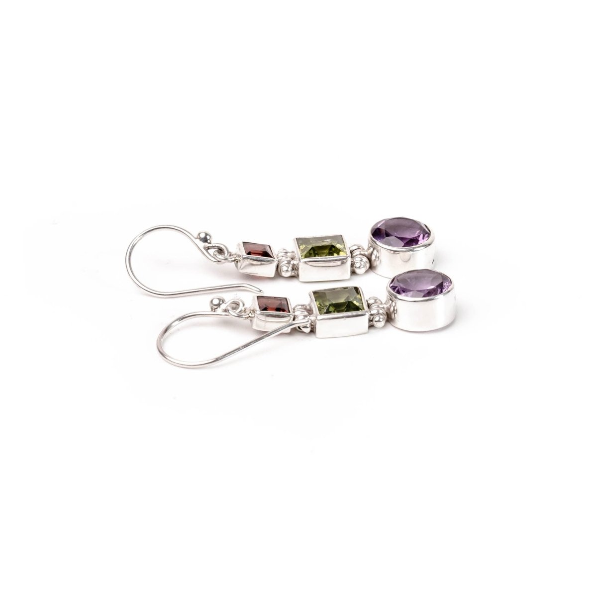 Earring Amethyst Garnet Peridot - Love Anchor Bali