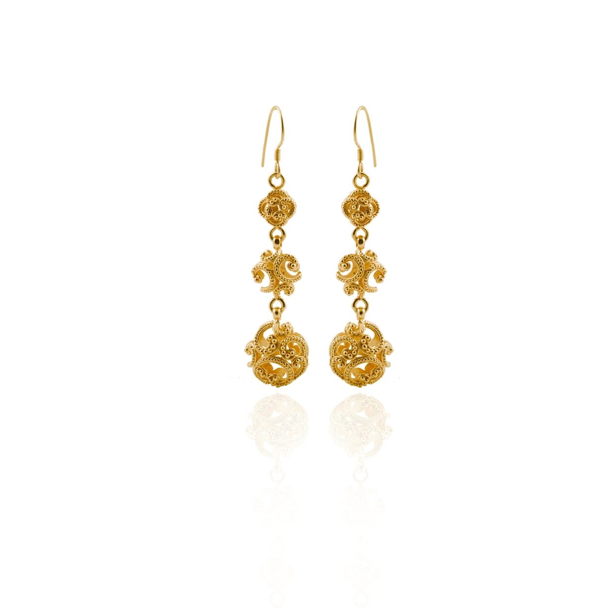 Ombak Segara Triple Ball Dangling Gold - Love Anchor Bali