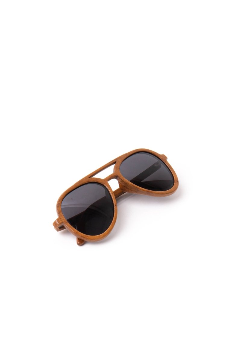 Sunglasses Aviator Round Teak Wood - Love Anchor Bali