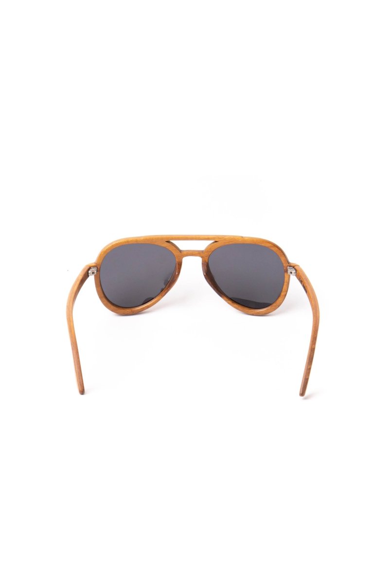 Sunglasses Aviator Round Teak Wood - Love Anchor Bali