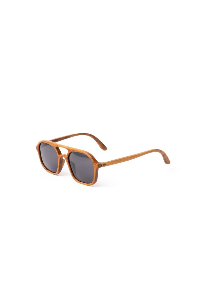 Sunglasses Aviator Square Teak Wood - Love Anchor Bali