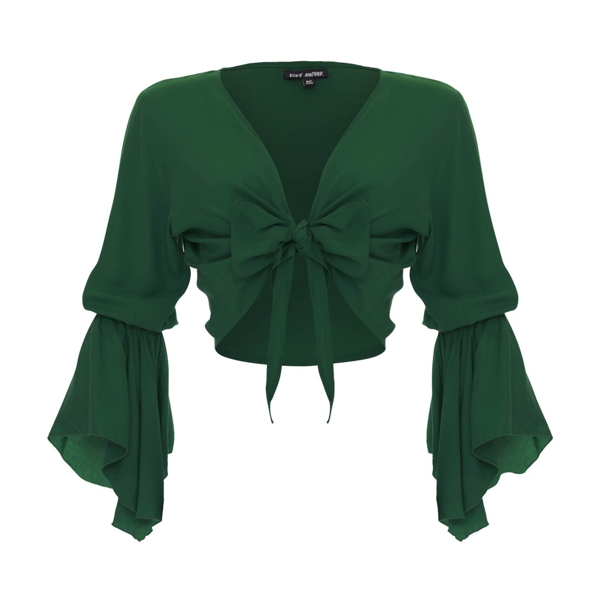 Cropped Gypsy, Plain, Long Flounce Sleeve Top, Wholesale - Love Anchor Bali