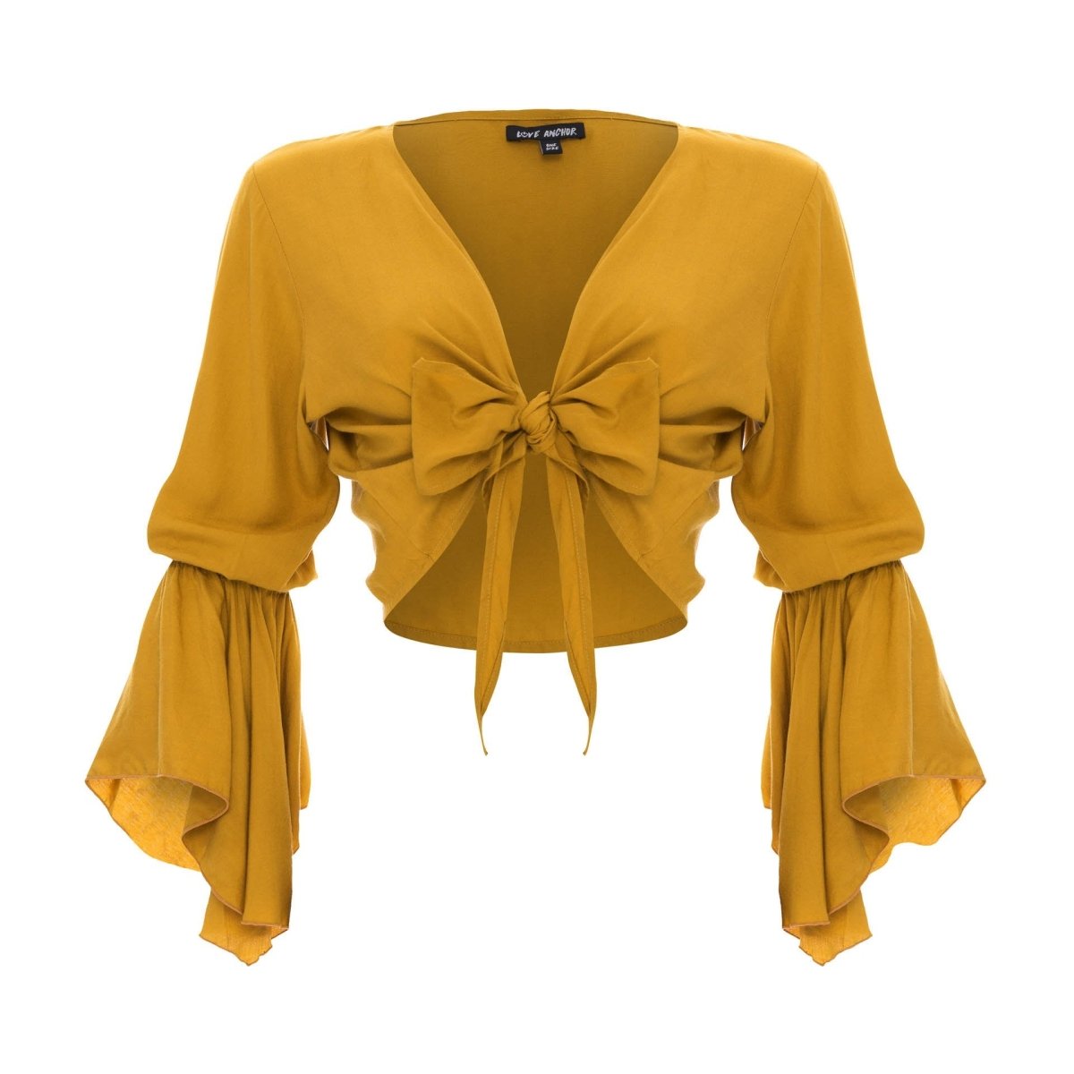 Cropped Gypsy, Plain, Long Flounce Sleeve Top, Wholesale - Love Anchor Bali