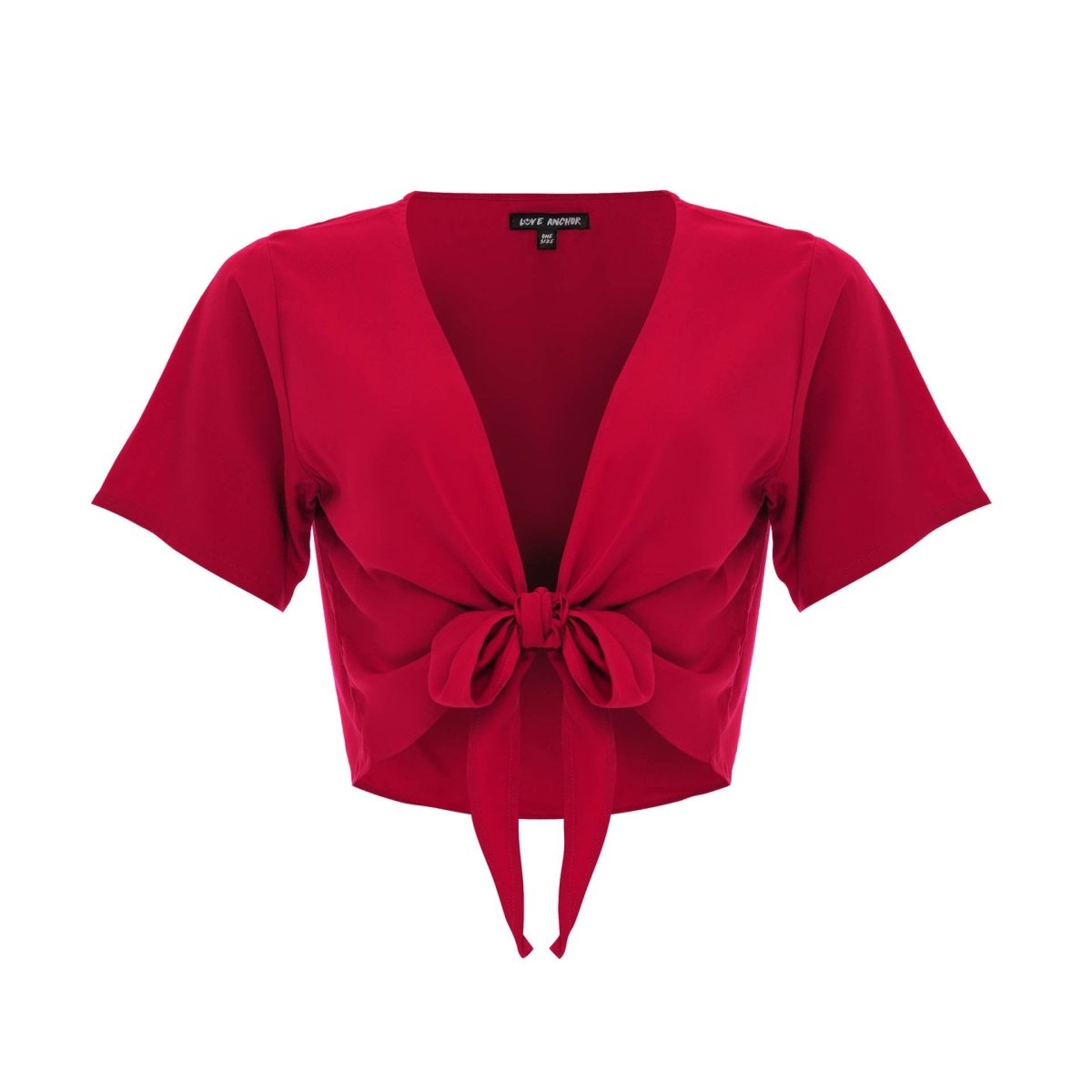 Cropped Ikat, Plain, V Neck, Short Sleeve Tie Top, Wholesale - Love Anchor Bali