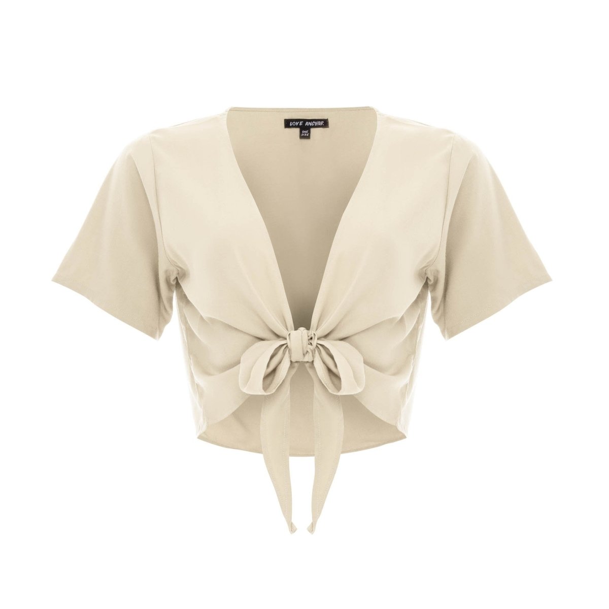 Cropped Ikat, Plain, V Neck, Short Sleeve Tie Top, Wholesale - Love Anchor Bali