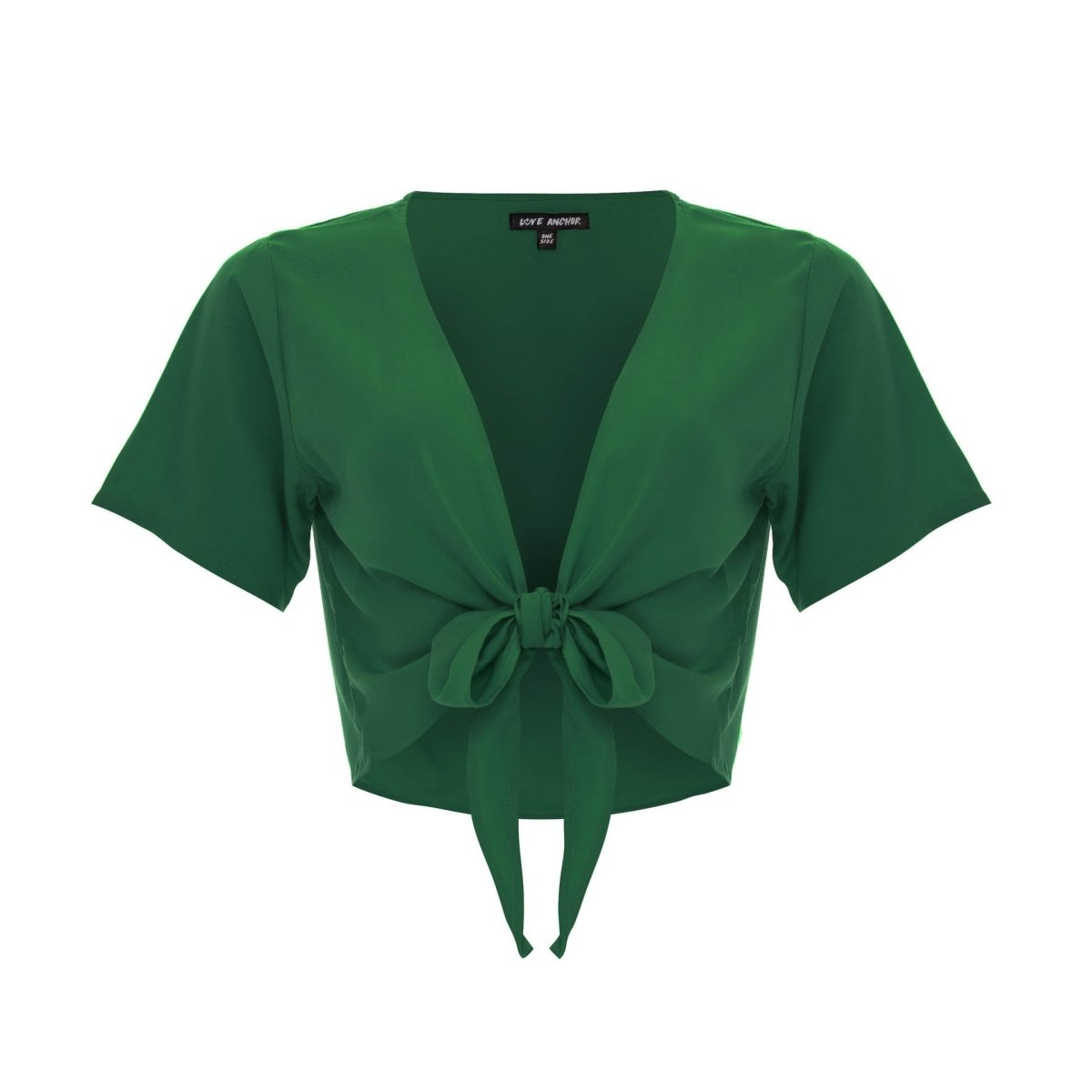 Cropped Ikat, Plain, V Neck, Short Sleeve Tie Top, Wholesale - Love Anchor Bali