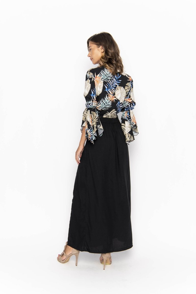 Gypsy, Tropical Monstera Black, Cropped Top - Love Anchor Bali
