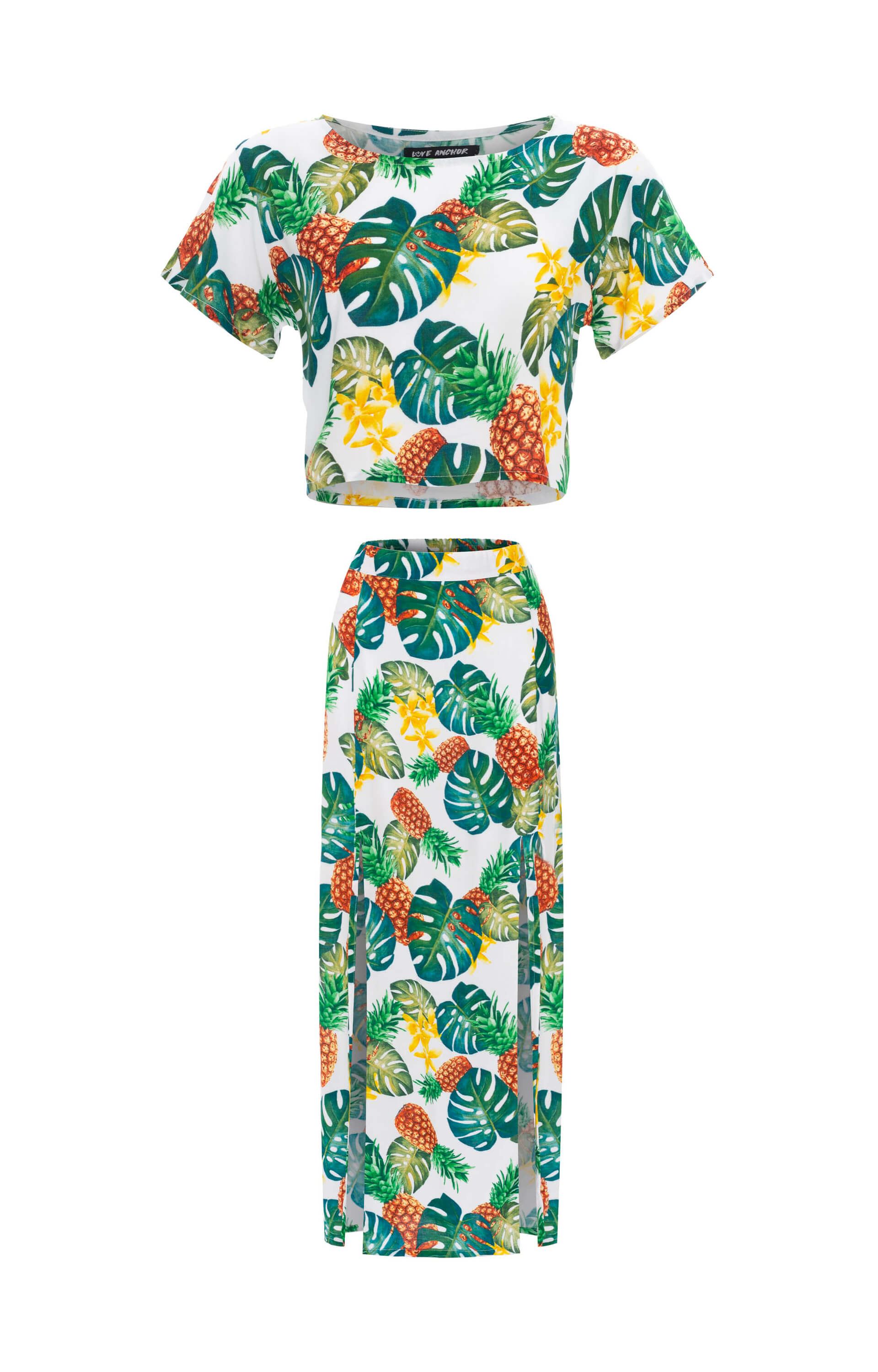 resortwear set Set Cropped Basic-Tulip Maxi Skirt, Tropical, Eco Rayon