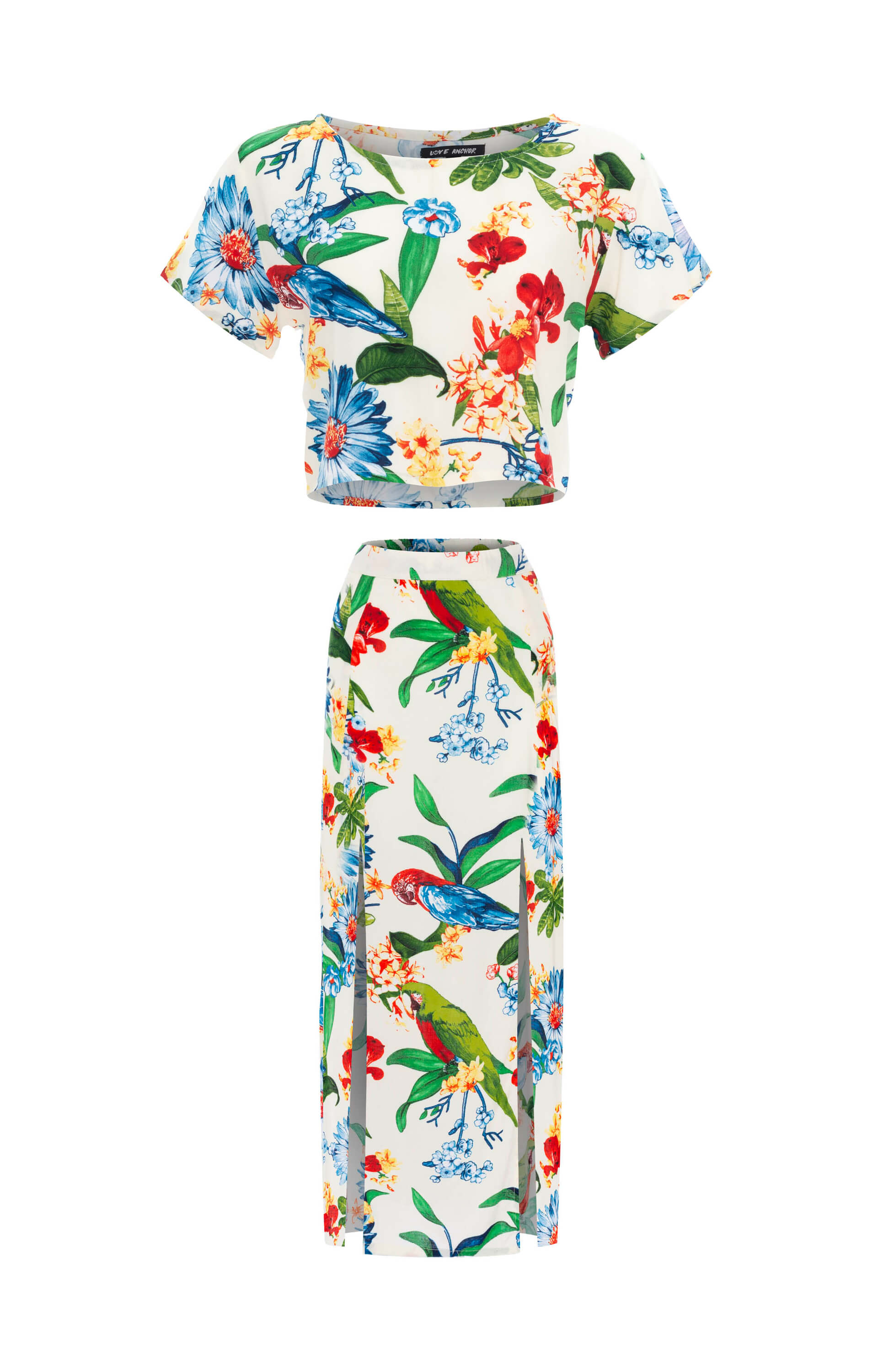 resortwear set Set Cropped Basic-Tulip Maxi Skirt, Tropical, Eco Rayon