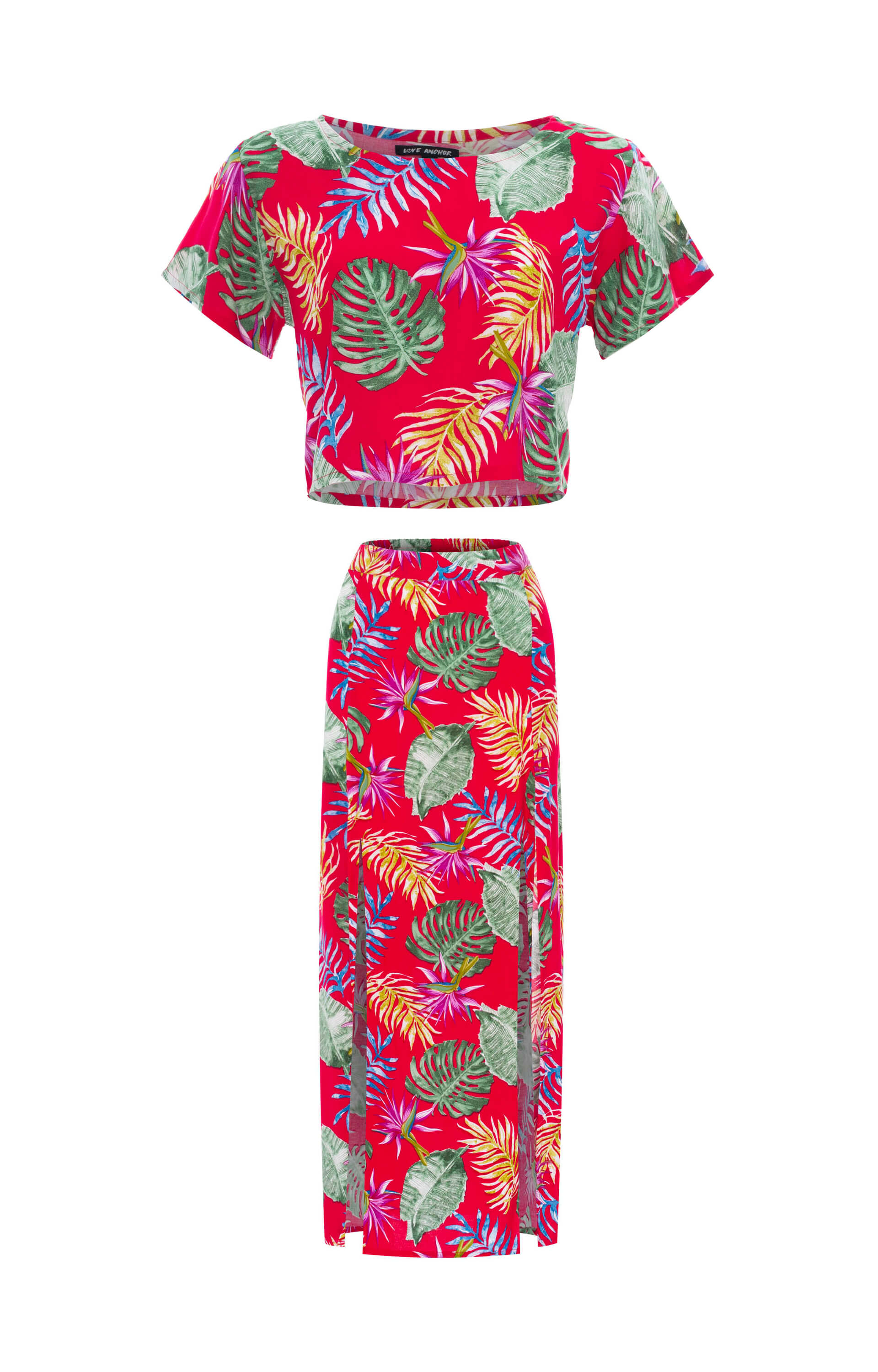resortwear set Set Cropped Basic-Tulip Maxi Skirt, Tropical, Eco Rayon
