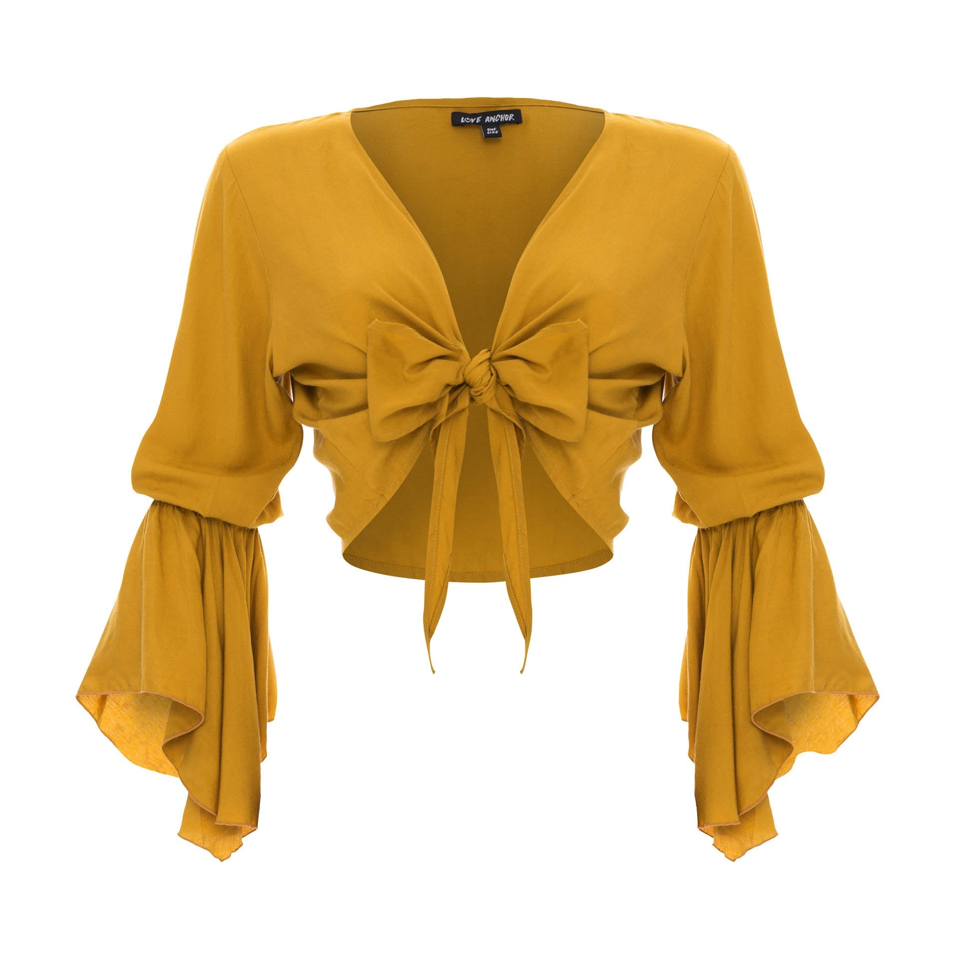 clothing wholesale, tops, wholesale, women wholesale Cropped Gypsy, Plain, Eco Rayon, V Neck, Long Flounce Sleeve Top, Wholesale