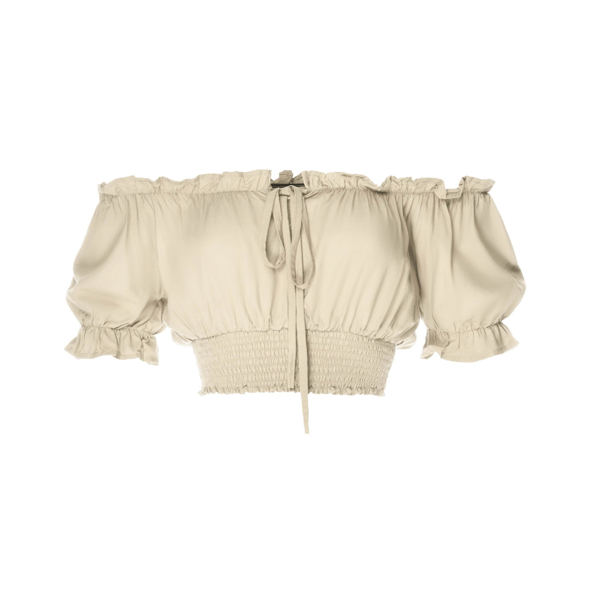 tops, womens Cropped March, Plain, Eco Rayon, Off The Shoulder, Short Sleeved Top