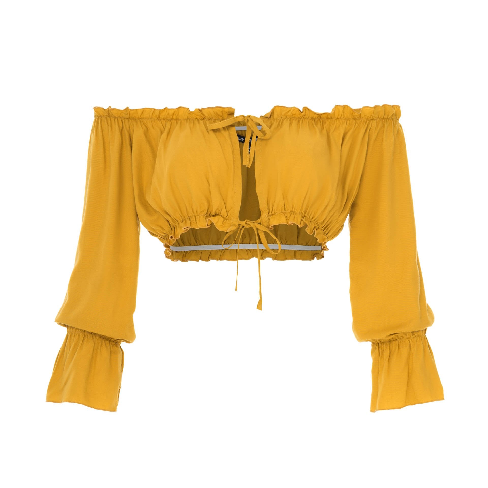 tops, womens Cropped Sabrina, Plain, Eco Rayon Long Sleeved Top