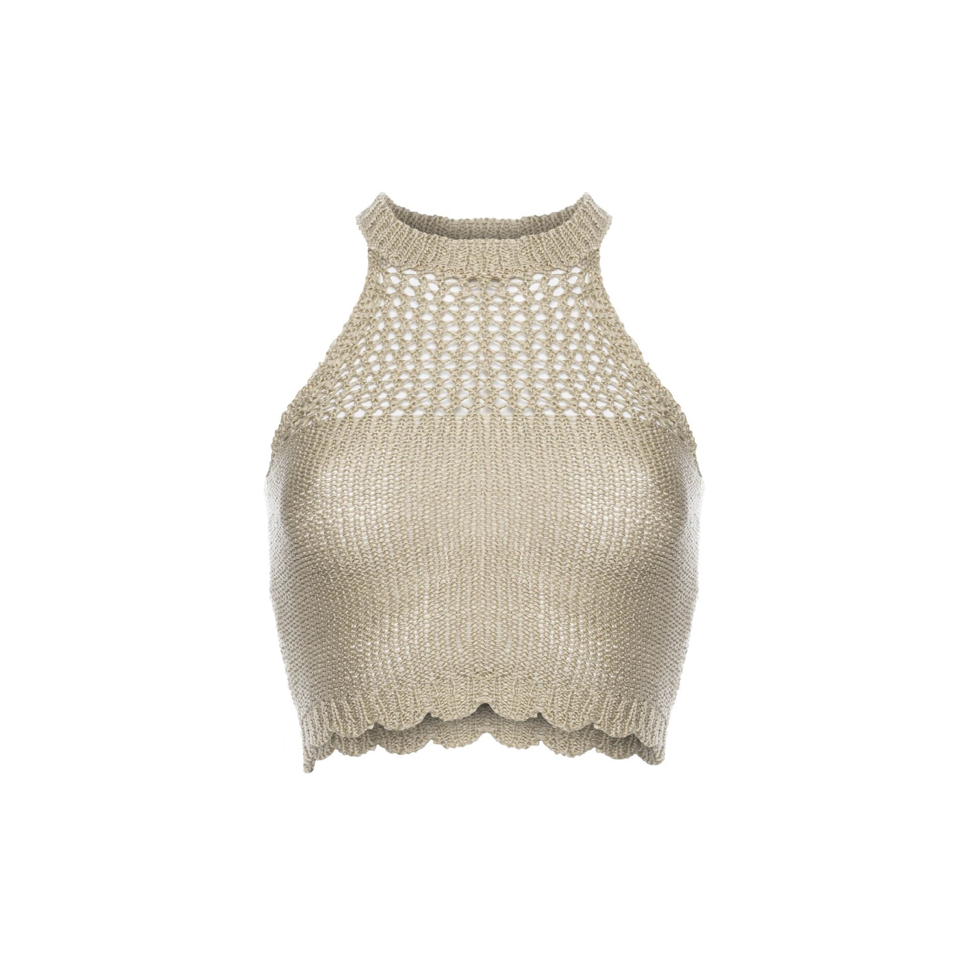 tops, womens Samsam, Organic Cotton Knitted Vest
