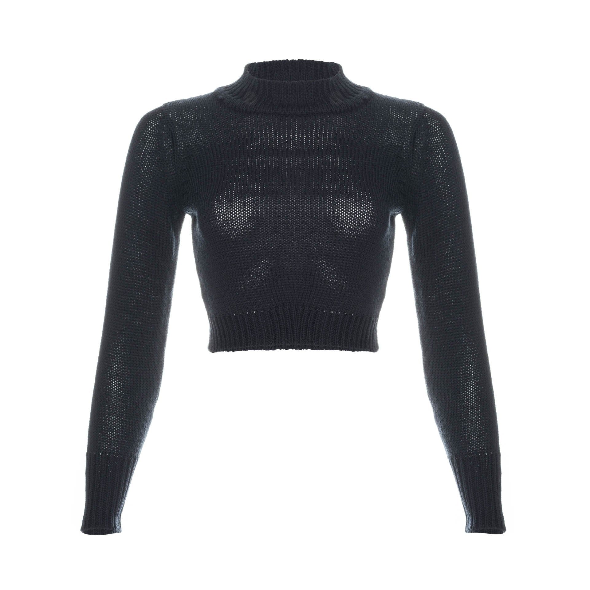 tops, womens Sibuya, Organic Cotton Knitted, Long Sleeved Crop Top