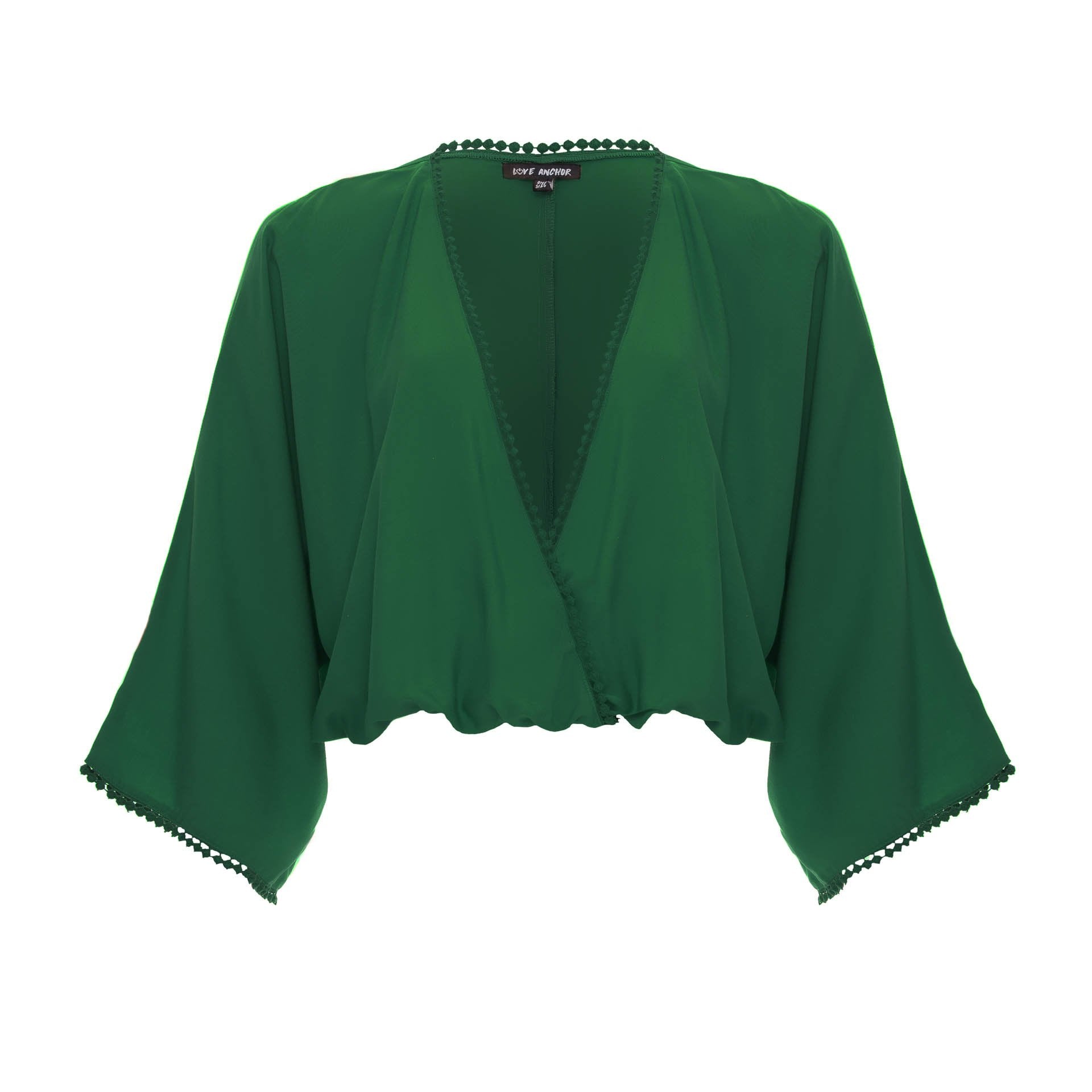 clothing wholesale, tops, wholesale, women wholesale Sakura, Plain, Eco Rayon Long Sleeved, Deep V Neck Crop Top, Wholesale