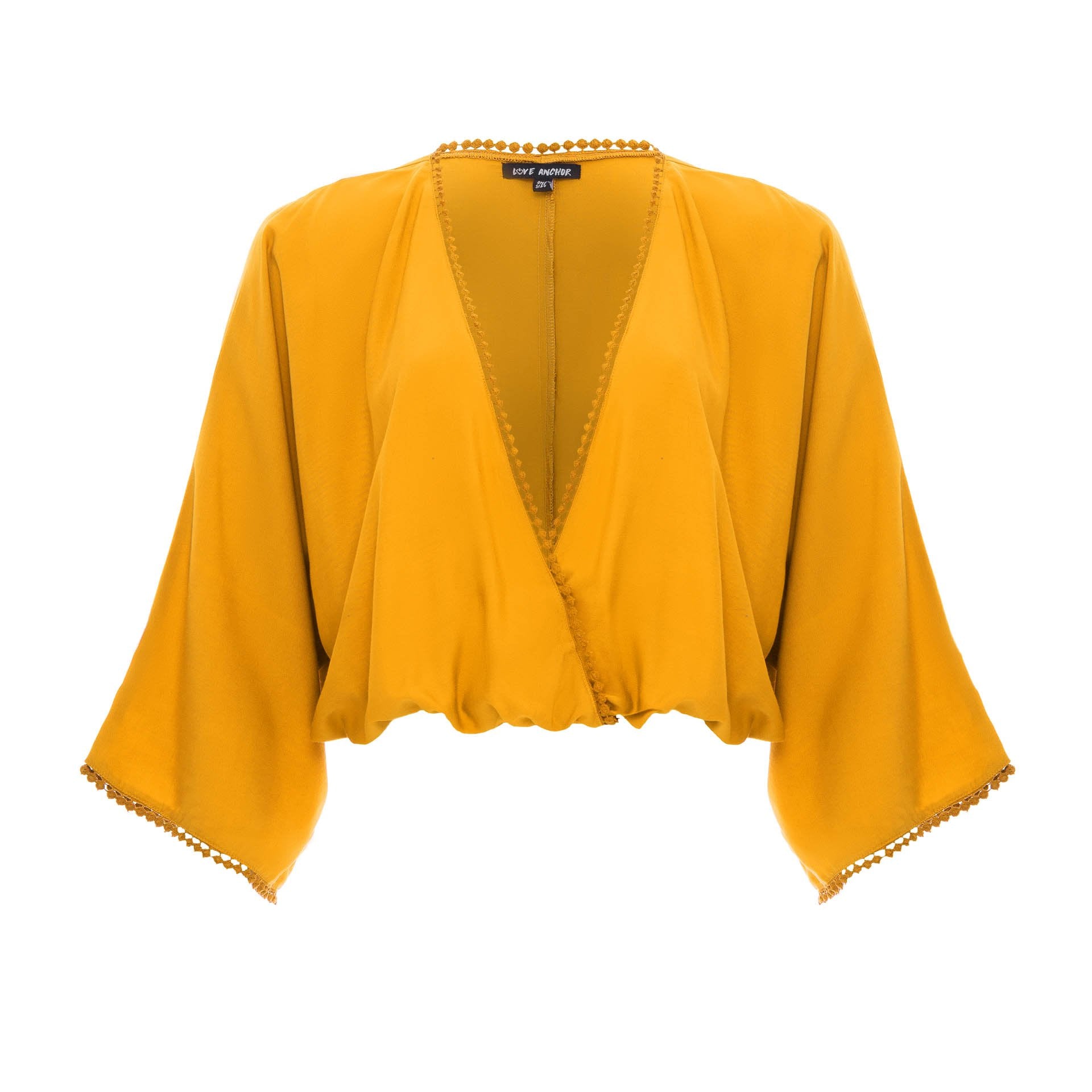 clothing wholesale, tops, wholesale, women wholesale Sakura, Plain, Eco Rayon Long Sleeved, Deep V Neck Crop Top, Wholesale