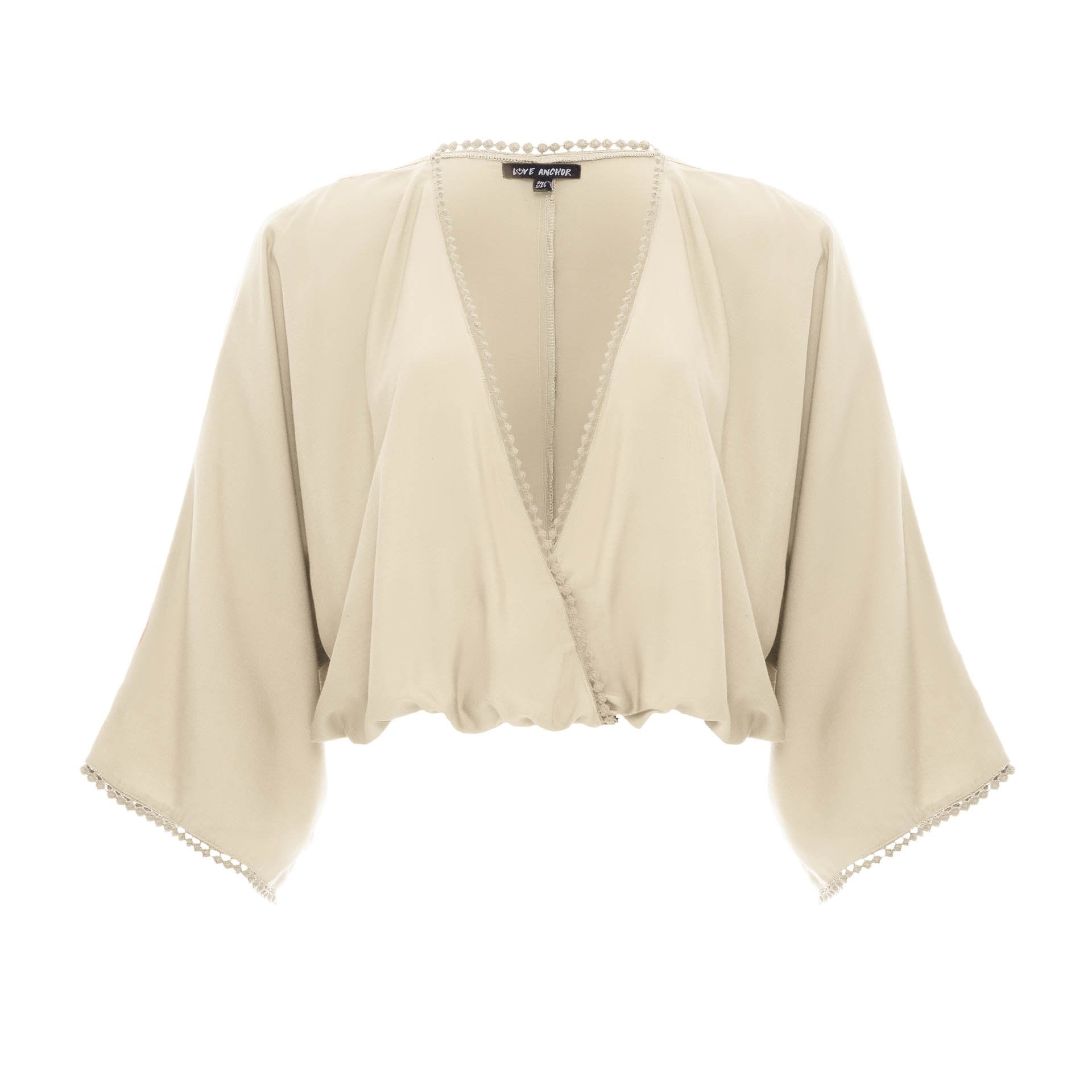 clothing wholesale, tops, wholesale, women wholesale Sakura, Plain, Eco Rayon Long Sleeved, Deep V Neck Crop Top, Wholesale