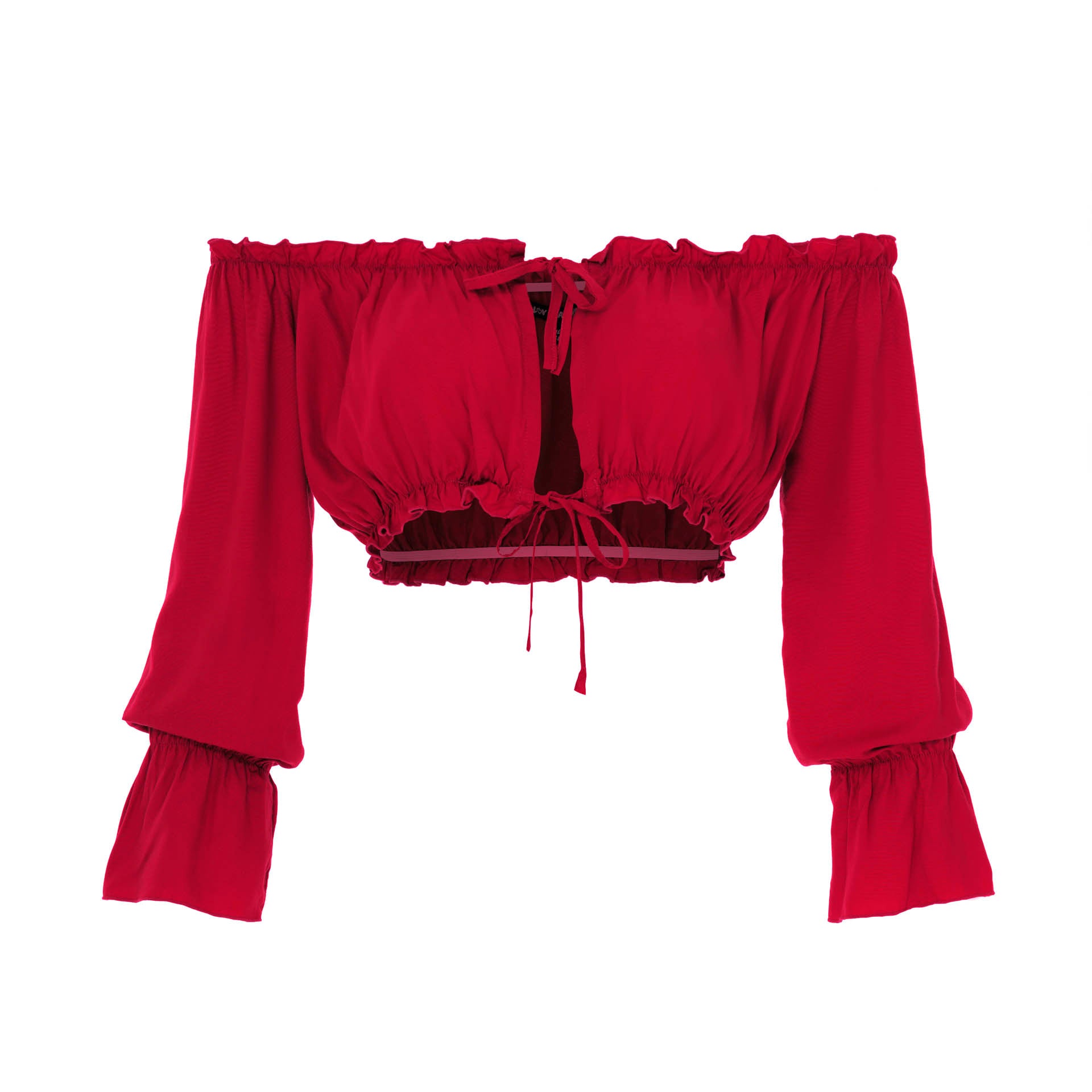 resortwear white label, white label, women top white label Cropped Sabrina, Plain, Eco Rayon Long Sleeved Top, White Label