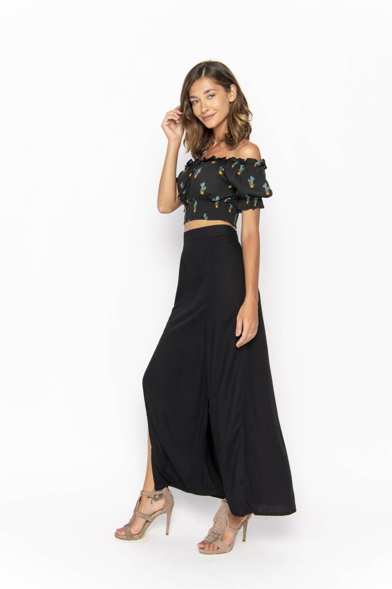 March, Tropical Cactus Black, Cropped Top - Love Anchor Bali