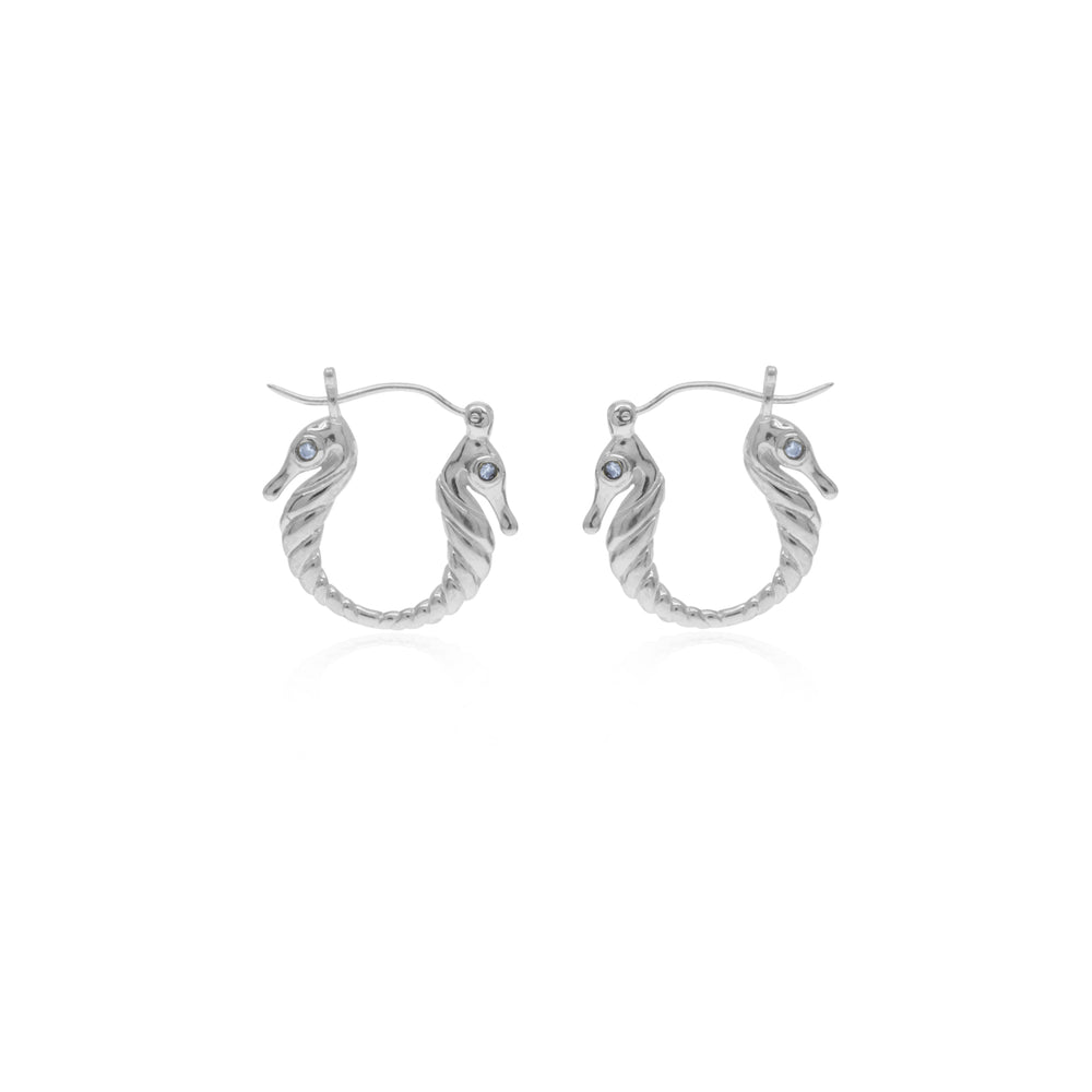 Hoop Earring Sea Horse Collection Silver At