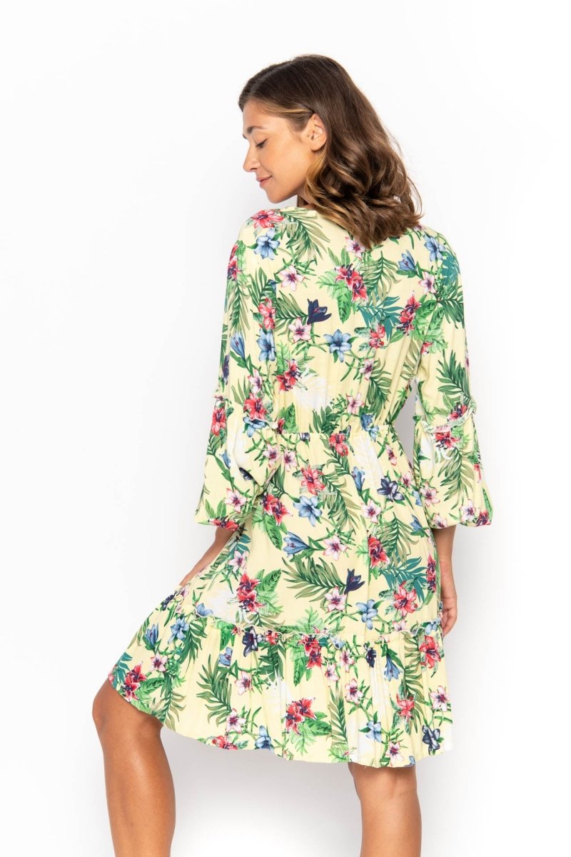 Baby Doll, Tropical Dandelion Yellow, Mini Dress - Love Anchor Bali