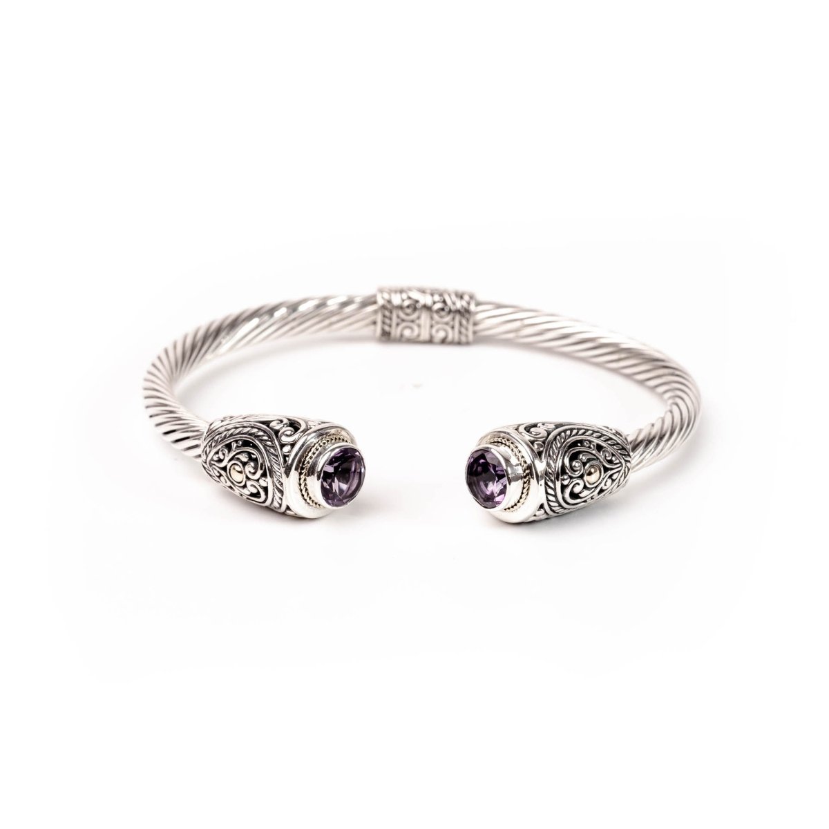 Bracelette Amethyst Two Tone Rhodium - Love Anchor Bali