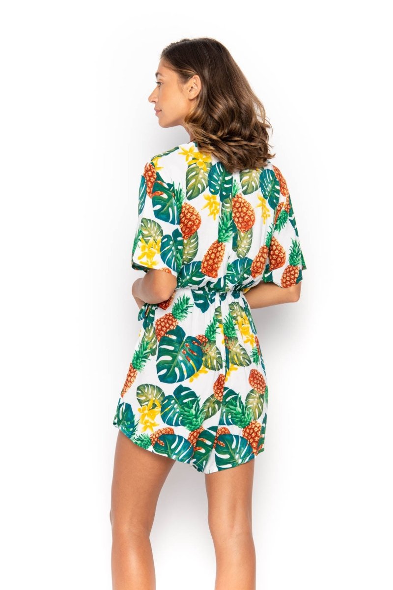 Kataya, Tropical Ananas White, Mini Playsuit - Love Anchor Bali