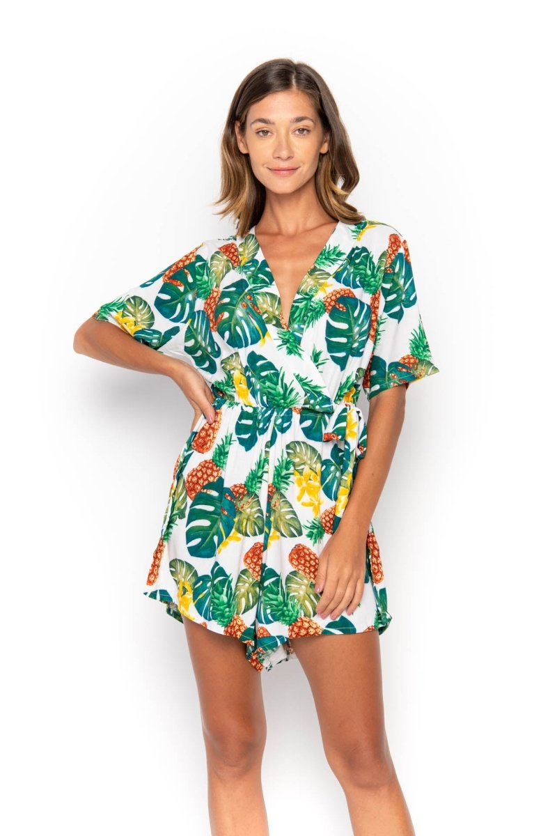 Kataya, Tropical Ananas White, Mini Playsuit - Love Anchor Bali