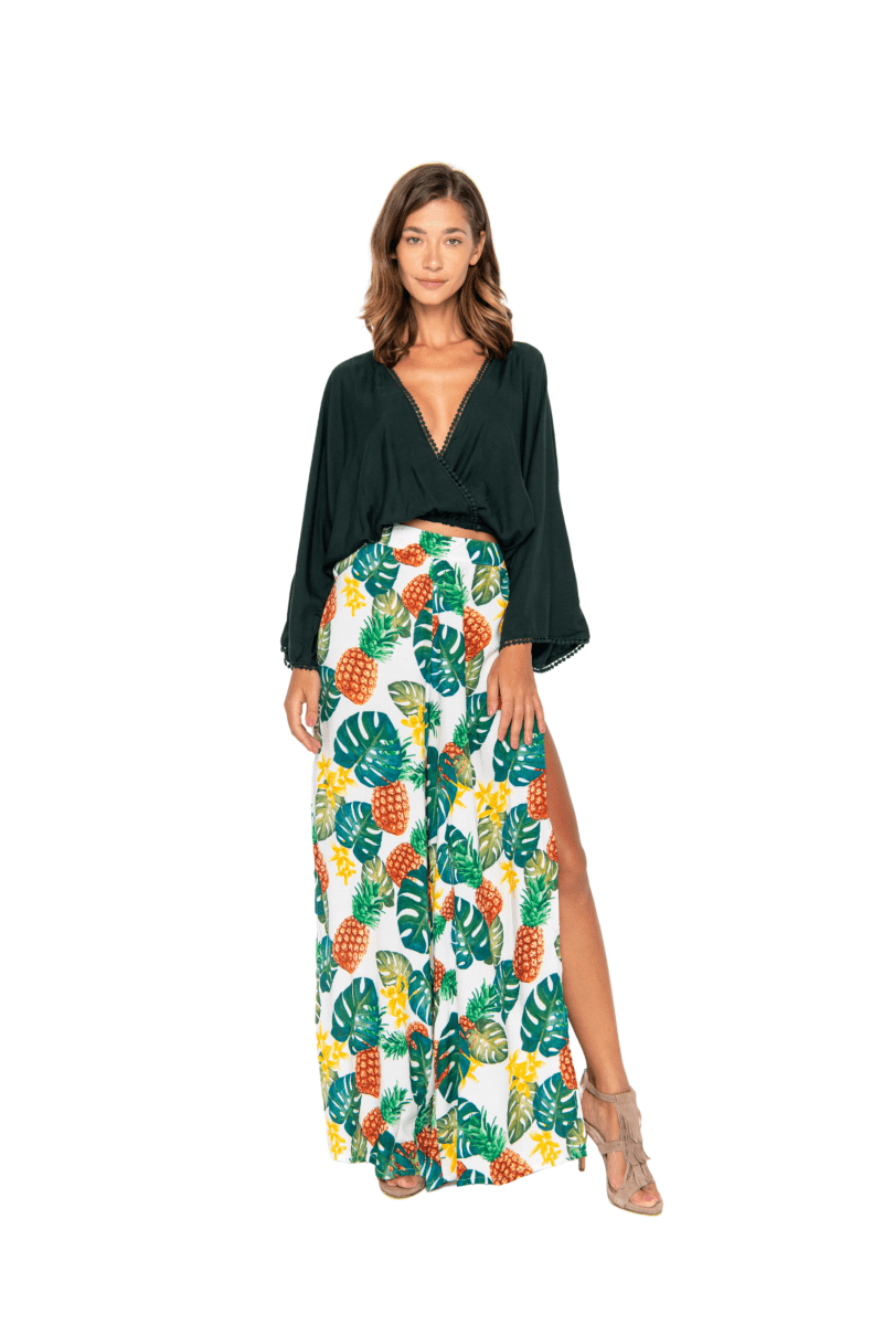 Nala, Tropical Ananas White, Long Pants - Love Anchor Bali