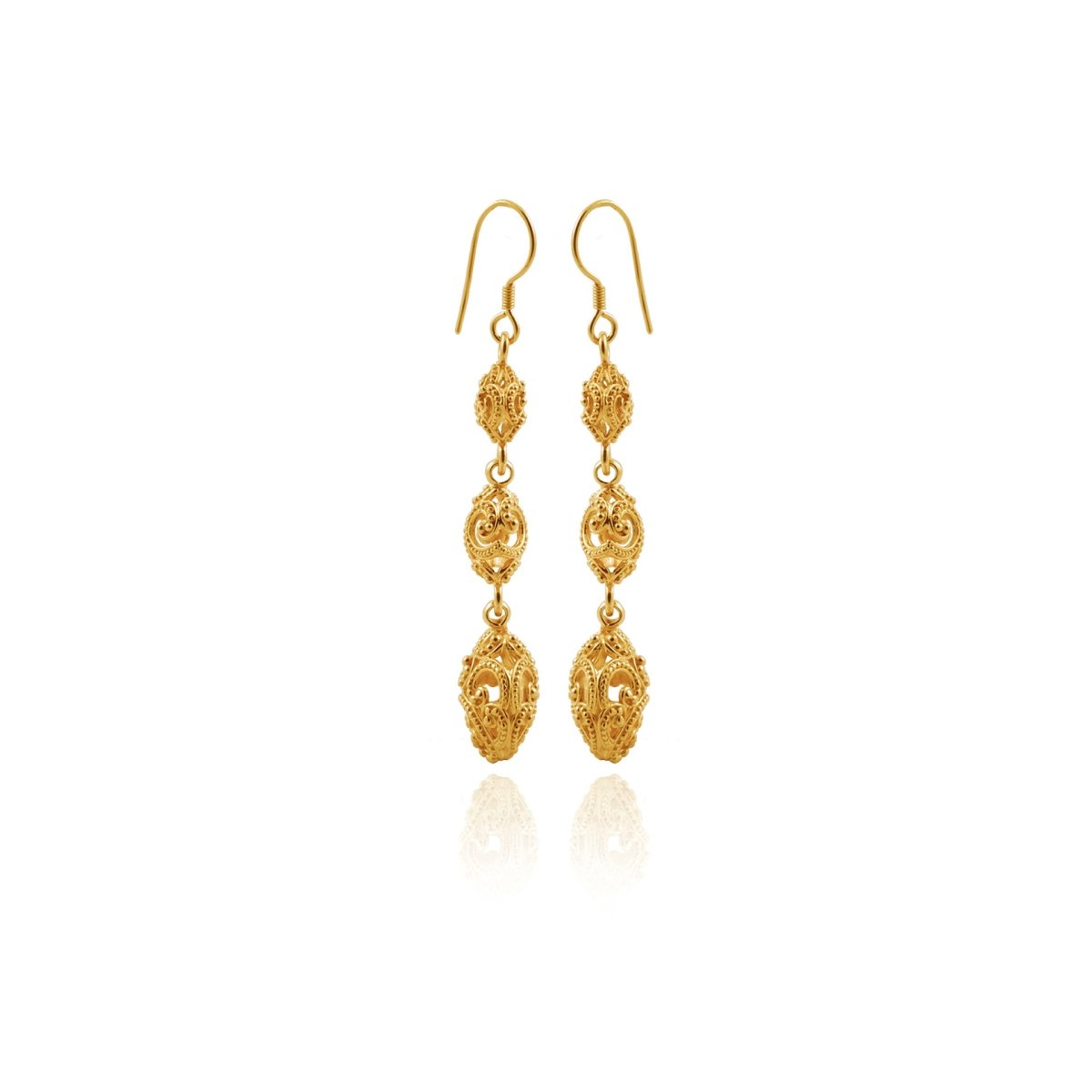 Ombak Segara Triple Ball Dangling Gold - Love Anchor Bali