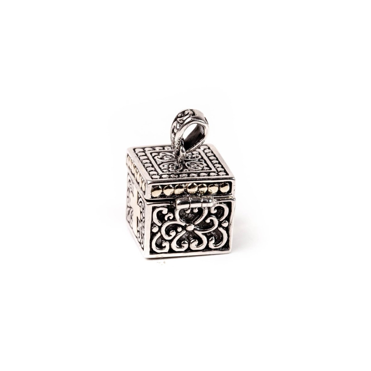 Pendant Two Tone Square Motif - Love Anchor Bali