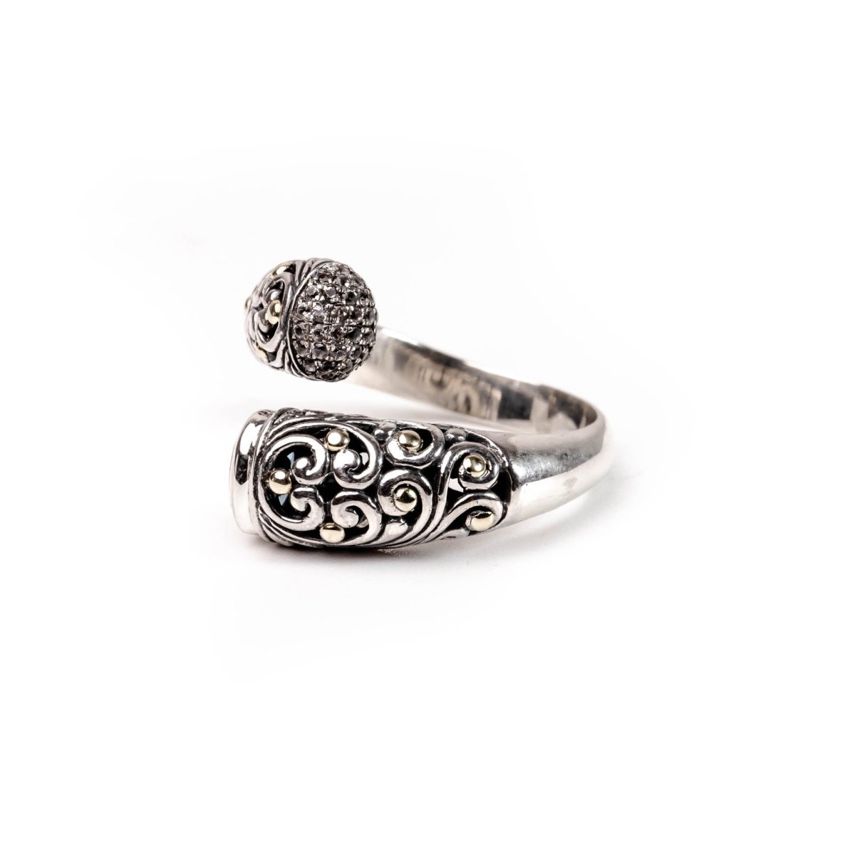 Ring Blue Topaz White Sapphire Two Tone - Love Anchor Bali