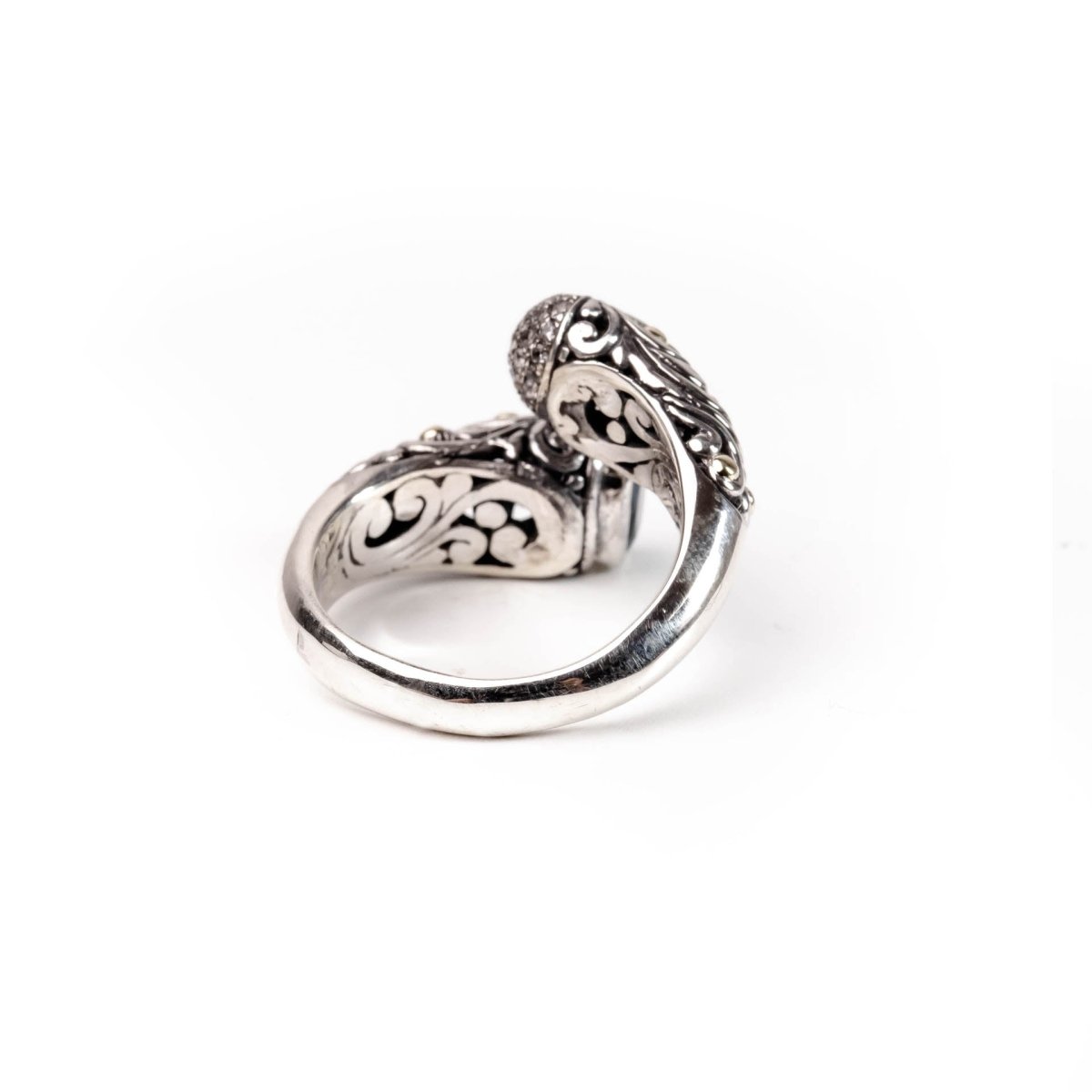 Ring Blue Topaz White Sapphire Two Tone - Love Anchor Bali