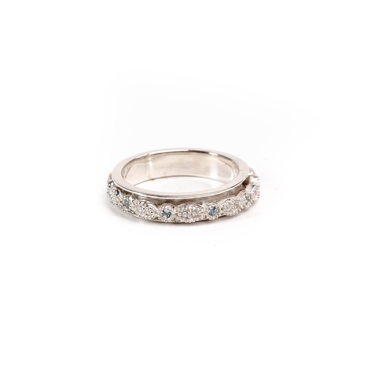 Ring Truth Blue Topaz White Cz - Love Anchor Bali