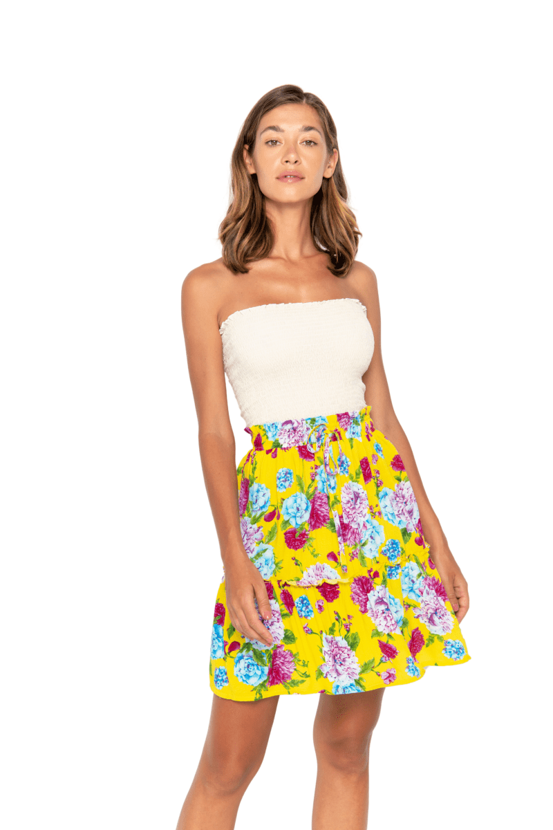 Rumble, Tropical Palm White, Mini Skirt - Love Anchor Bali