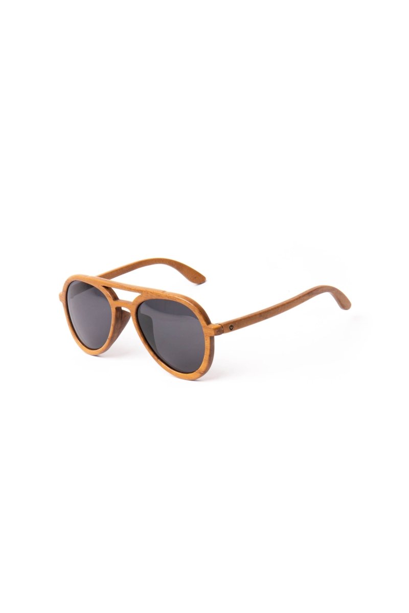 Sunglasses Aviator Round Teak Wood - Love Anchor Bali