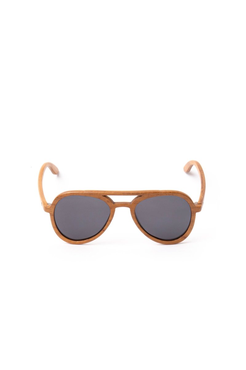 Sunglasses Aviator Round Teak Wood - Love Anchor Bali