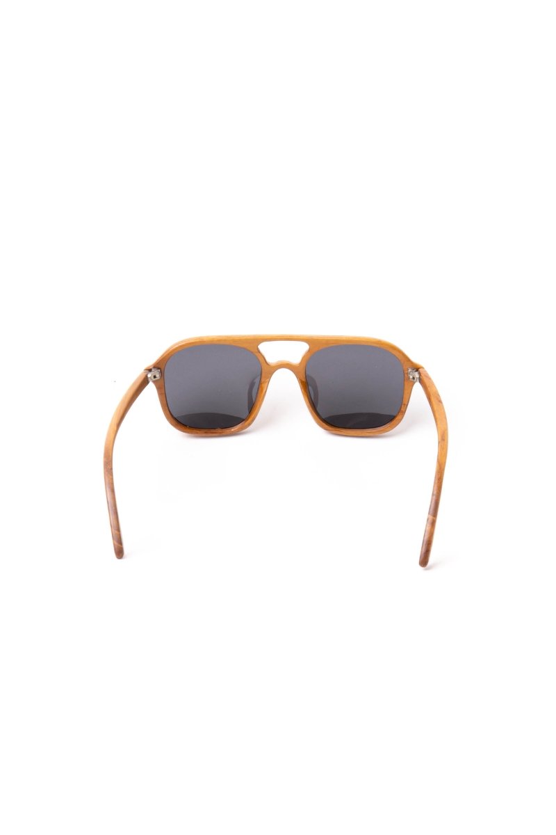 Sunglasses Aviator Square Teak Wood - Love Anchor Bali