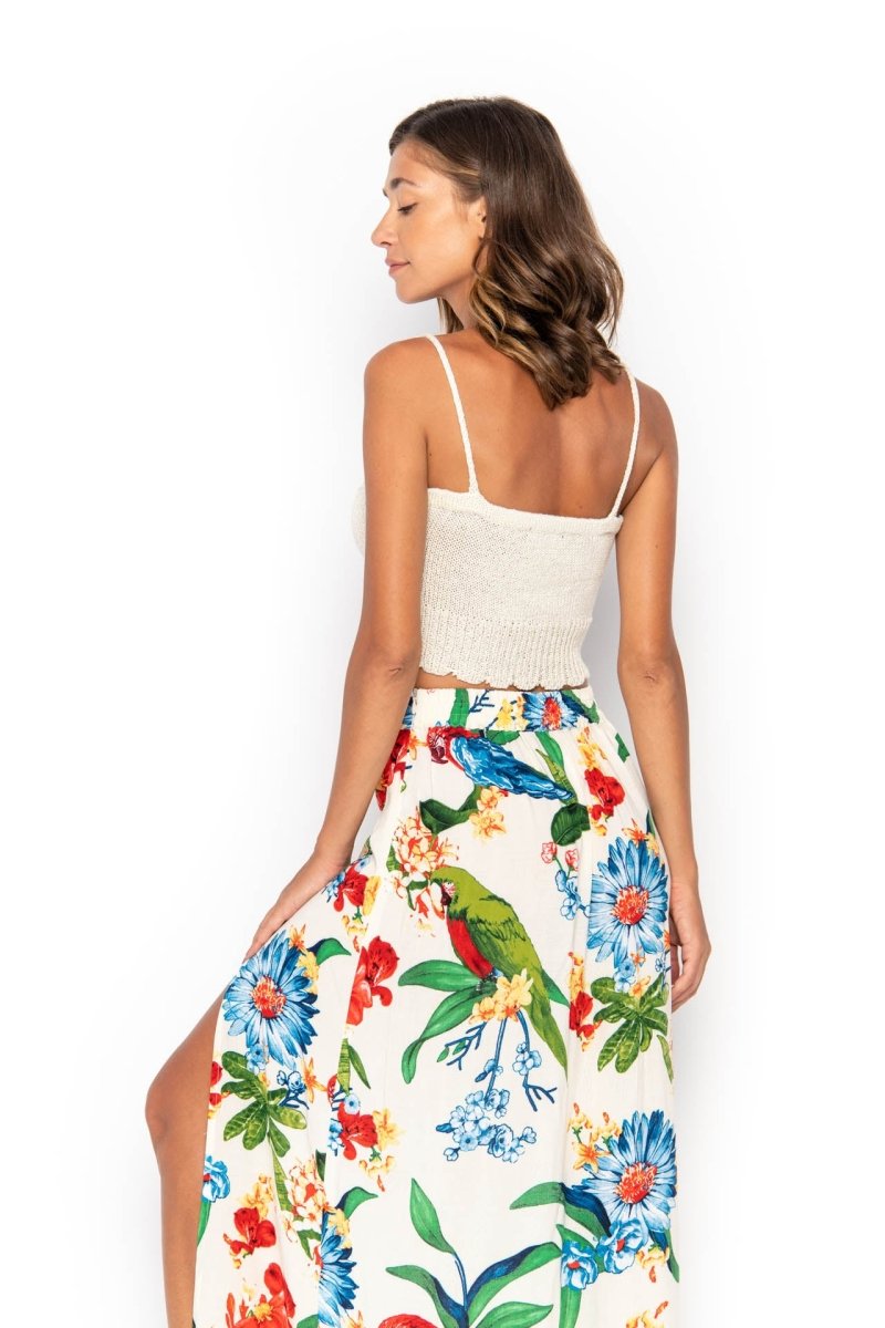 Tulip, Tropical Macaw White, Maxi Skirt - Love Anchor Bali