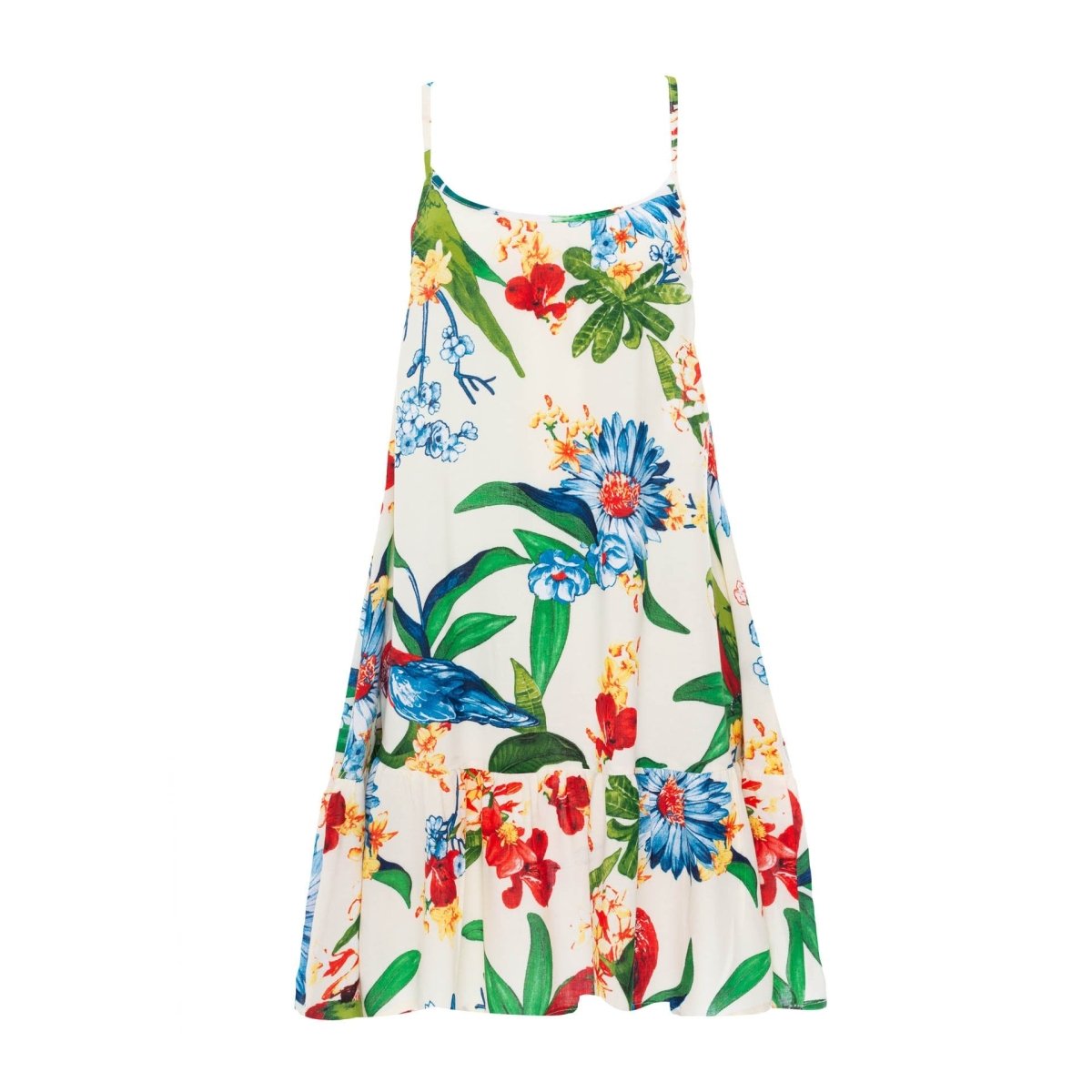 Amber, Tropical Palm White, Mini Dress - Love Anchor Bali