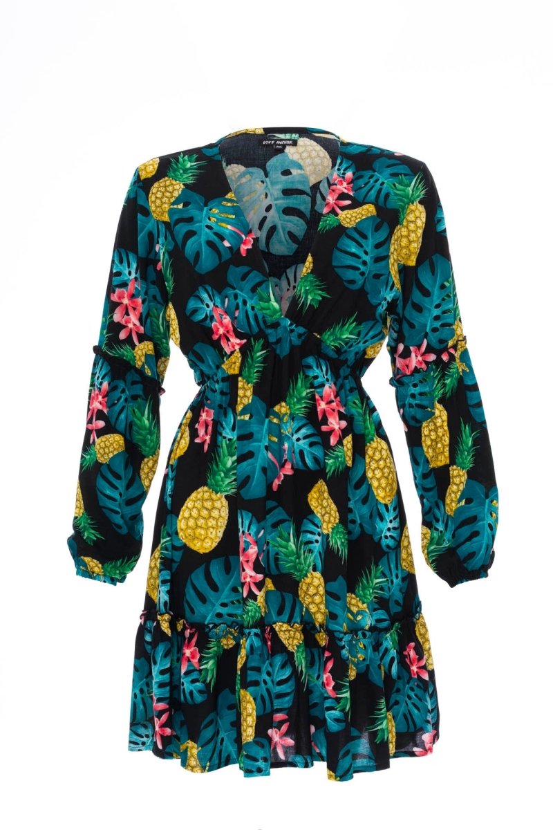 Baby Doll, Tropical Dandelion Yellow, Mini Dress - Love Anchor Bali