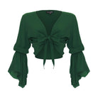 Cropped Gypsy, Plain, Long Flounce Sleeve Top, Wholesale - Love Anchor Bali