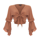 Cropped Gypsy, Plain, Long Flounce Sleeve Top, Wholesale - Love Anchor Bali