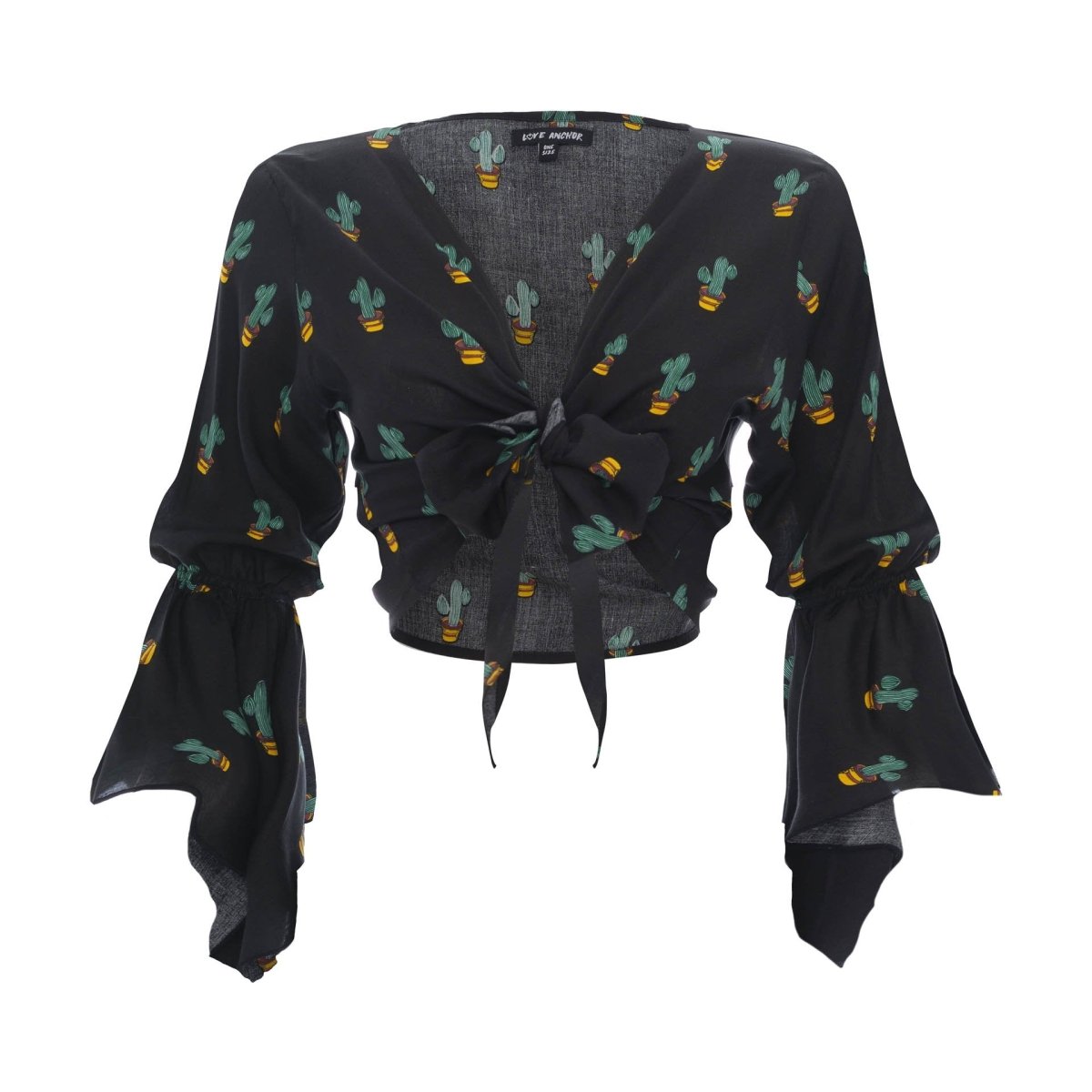 Cropped Gypsy, Tropical, Long Flounce Sleeve Top, Wholesale - Love Anchor Bali