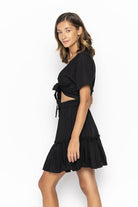 Cropped Ikat, Plain, V Neck, Short Sleeve Tie Top, Wholesale - Love Anchor Bali