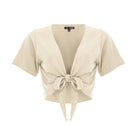 Cropped Ikat, Plain, V Neck, Short Sleeve Tie Top, Wholesale - Love Anchor Bali