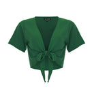 Cropped Ikat, Plain, V Neck, Short Sleeve Tie Top, Wholesale - Love Anchor Bali