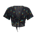 Cropped Ikat, Tropical, V Neck, Short Sleeve Tie Top, Wholesale - Love Anchor Bali